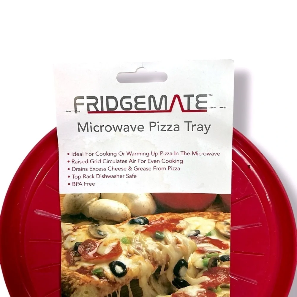 Frigidaire Pizza Reheating Microwave Reusable 4 Trays Fridgemate Red Round NEW
